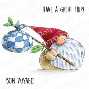 TRAVELING GNOME RUBBER STAMP