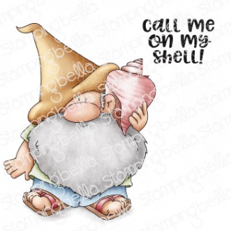 GNOME WITH A SEASHELL RUBBER STAMP SET (includes 1 sentiment stamp)