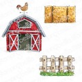 ODDBALL BARN, HAY AND FENCE RUBBER STAMPS (3 STAMPS)