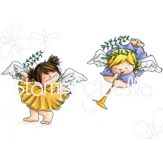 ANGEL SQUIDGIES CURTSY and TRUMPET rubber stamps