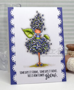 TINY TOWNIE GARDEN GIRL LILAC RUBBER STAMP