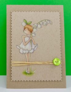 TINY TOWNIE GARDEN GIRL LILY OF THE VALLEY RUBBER STAMP