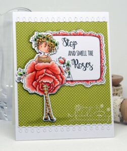 TINY TOWNIE GARDEN GIRL ROSE RUBBER STAMP