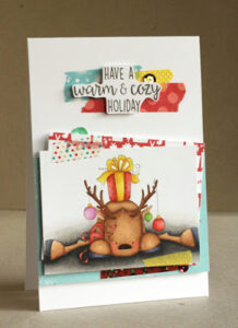 rudolph with a PRESENT on top (set of 2 rubber stamps)