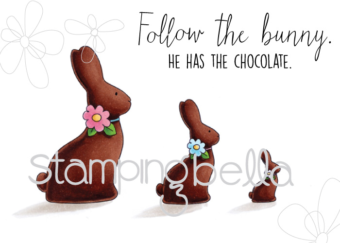 CHOCOLATE BUNNIES RUBBER STAMPS (set of 4 rubber stamps)