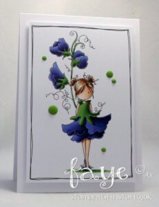 TINY TOWNIE GARDEN GIRL SWEETPEA RUBBER STAMP (April's BIRTH FLOWER)