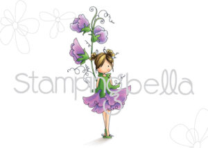 TINY TOWNIE GARDEN GIRL SWEETPEA RUBBER STAMP (April's BIRTH FLOWER)