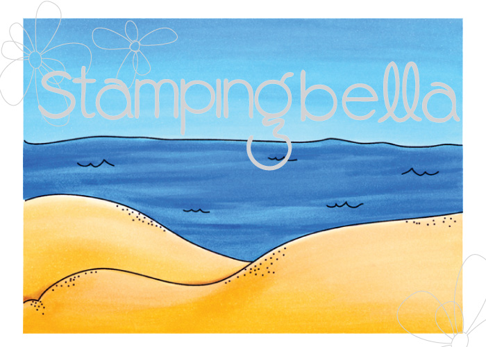 BEACH BACKDROP RUBBER STAMP