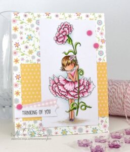 TINY TOWNIE GARDEN GIRL CARNATION RUBBER STAMP