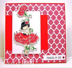 TINY TOWNIE GARDEN GIRL CARNATION RUBBER STAMP