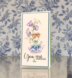 TINY TOWNIE GARDEN GIRL SWEETPEA RUBBER STAMP (April's BIRTH FLOWER)