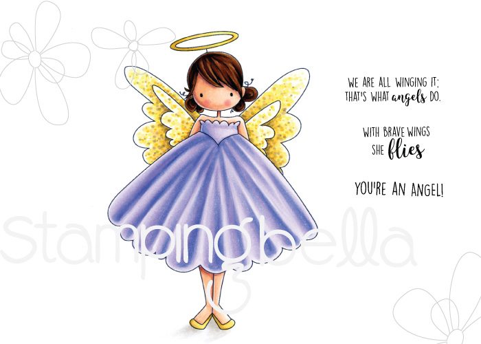 Tiny Townie ANNIE the ANGEL rubber stamps (includes 3 sentiments)