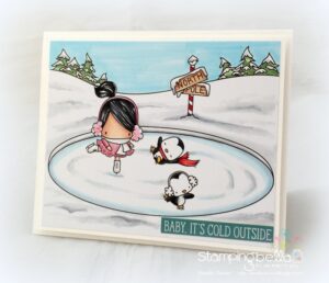 SKATING RINK BACKDROP rubber stamp