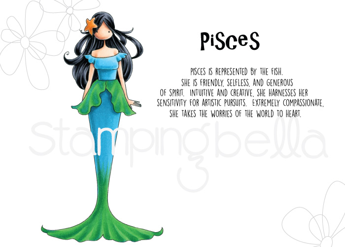 UPTOWN ZODIAC GIRL PISCES rubber stamps