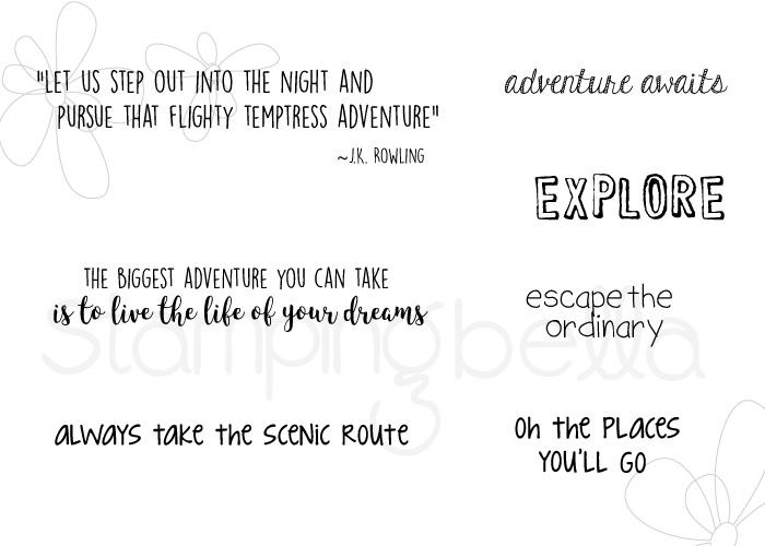 ADVENTURE SENTIMENT SET rubber stamps