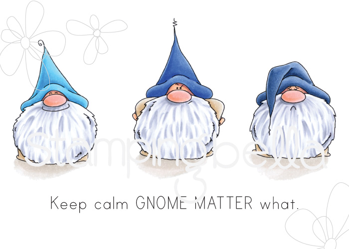 GNOMES HAVE FEELINGS TOO RUBBER STAMP SET (includes 1 sentiment stamp)