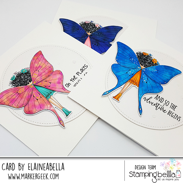 Stamp It Saturday: Butterfly Girl Babette Alcohol Ink Butterfly Wings with Video by Elaineabella aka Marker Geek