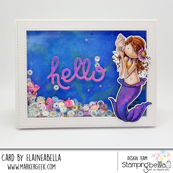 Stamping Bella & Marker Geek: Mermaid Shaker Card with Distress Oxides & Polychromos (video)