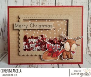 REINDEER WITH A GIFT RUBBER STAMP