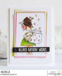 CURVY GIRL with a jar of hearts rubber stamp