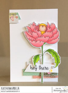 LONG STEMMED BABY PEONY RUBBER STAMP (includes sentiment)