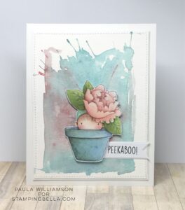 PEONY BABY IN A POT RUBBER STAMP (includes sentiment)