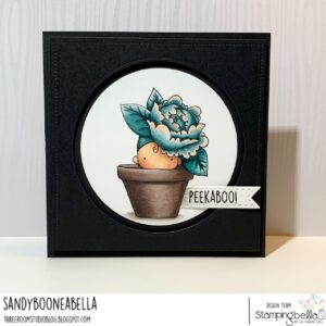 PEONY BABY IN A POT RUBBER STAMP (includes sentiment)