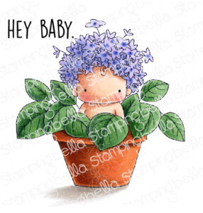 HYDRANGEA BABY RUBBER STAMP (includes sentiment)