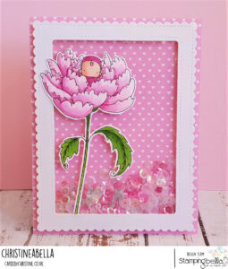 LONG STEMMED BABY PEONY RUBBER STAMP (includes sentiment)