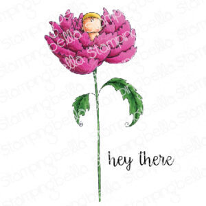 LONG STEMMED BABY PEONY RUBBER STAMP (includes sentiment)