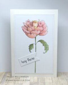 LONG STEMMED BABY PEONY RUBBER STAMP (includes sentiment)