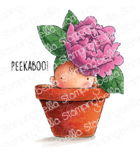 PEONY BABY IN A POT RUBBER STAMP (includes sentiment)