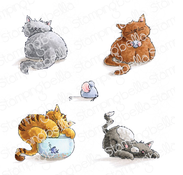 SET OF KITTIES (includes 4 rubber stamps)