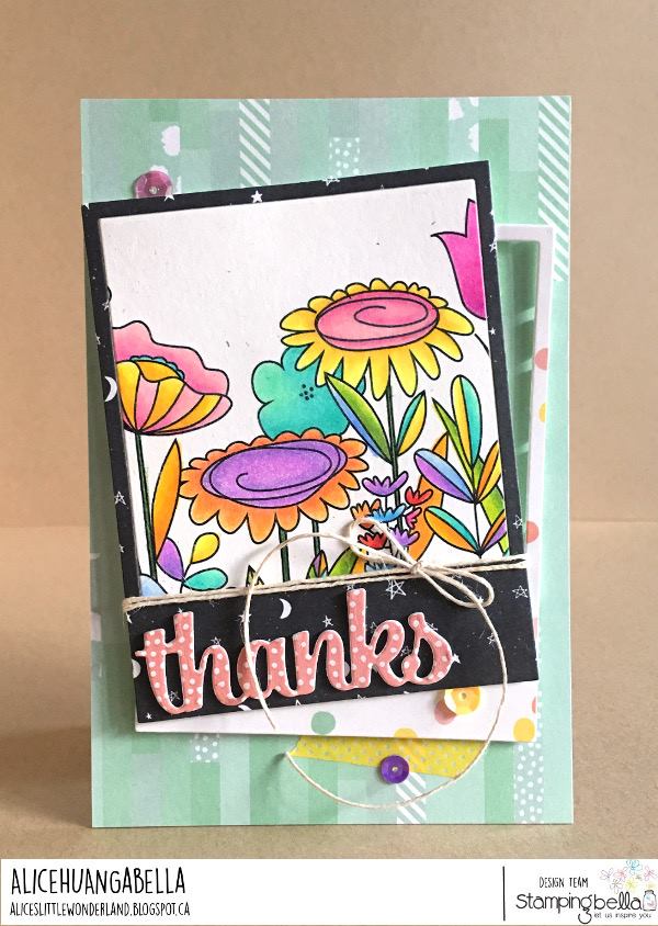 www.stampingbella.com: rubber stamp used: FLORAL FOREST BACKDROP.  card by Alice Huang