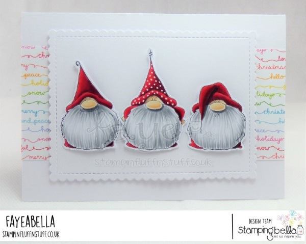 www.stampingbella.com: rubber stamp used: GNOMES HAVE FEELINGS TOO.  Card by FAYE WYNNE JONES