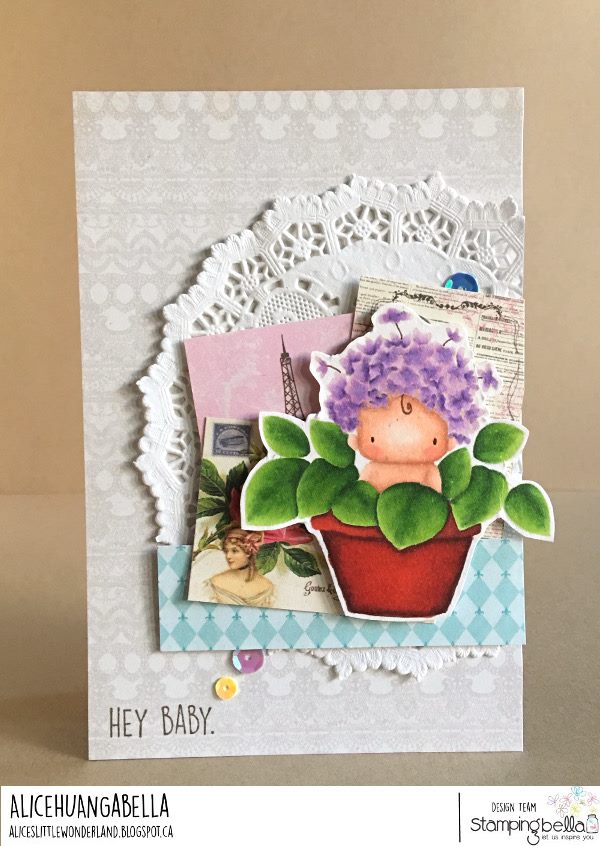 www.stampingbella.com: rubber stamp used : HYDRANGEA BABY.  Card by ALICE HUANG