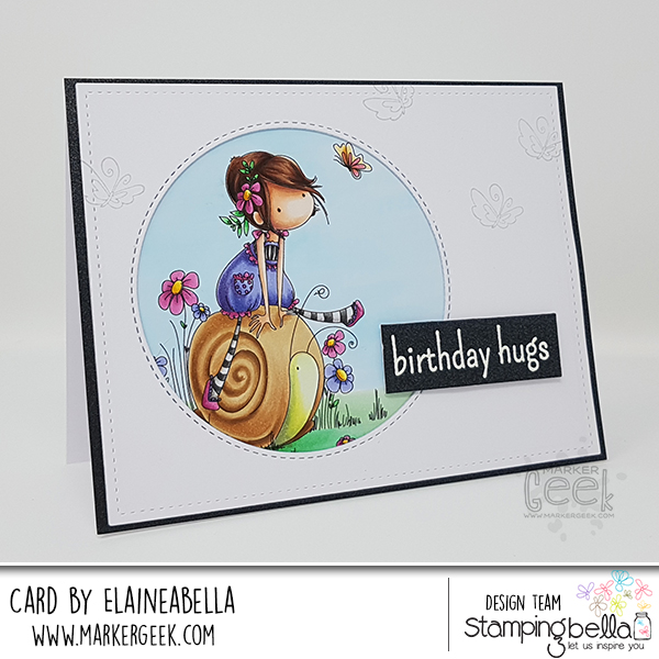 Stamping Bella: Marker Geek Monday Tiny Townie Sally Rides her Snail Card & Copic Colouring Video