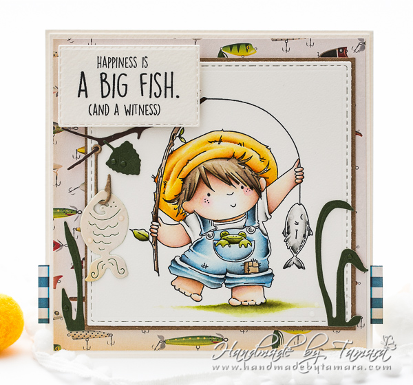 www.stampingbella.com: rubber stamp used: FISHING SQUIDGY.  CARD BY TAMARA POTOCNIK