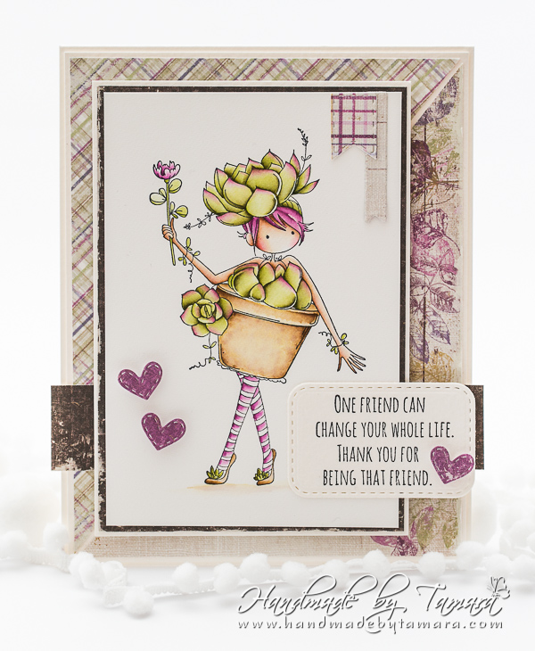 www.stampingbella.com: rubber stamp used:  Tiny Townie Susie the Succulent.  Card by Tamara Potocznik 