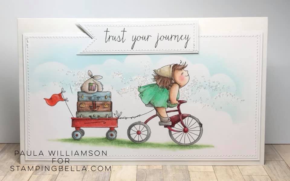 www.stampingbella.com: rubber stamp used:  SQUIDGY ON A JOURNEY. CARD by Paula Williamson