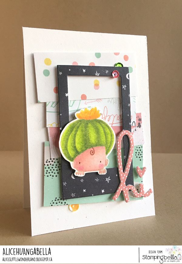 www.stampingbella.com: rubber stamp used: CACTUS BABY.  Card made by ALICE HUANG