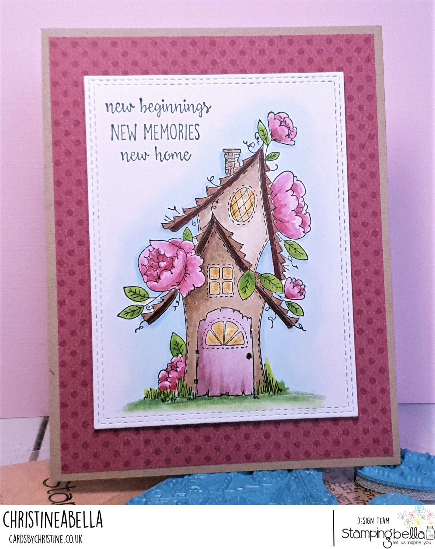 www.stampingbella.com: rubber stamp used: FAIRY GARDEN FAIRY HOUSE  Card made by CHRISTINE LEVISON