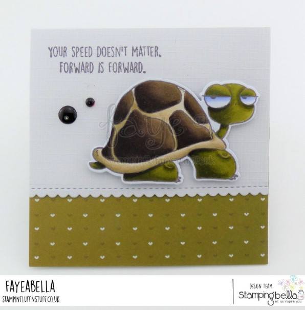 www.stampingbella.com: rubber stamp used: ODDBALL TURTLE  Card made by FAYE WYNN JONES