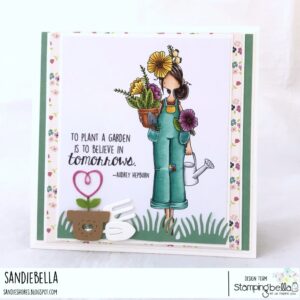 CURVY GIRL GARDENER RUBBER STAMP (includes 1 sentiment)