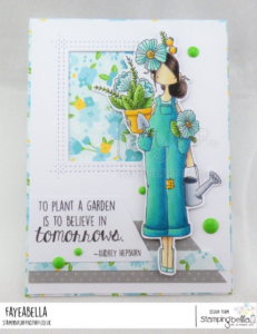 CURVY GIRL GARDENER RUBBER STAMP (includes 1 sentiment)