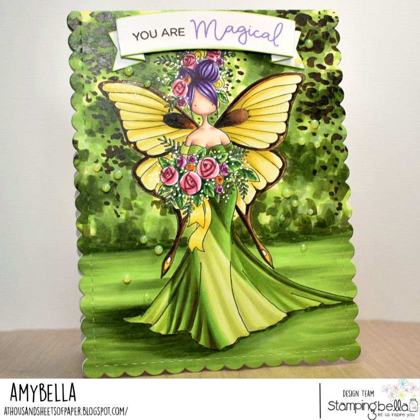 www.stampingbella.com.  rubber stamp used : CURVY GIRL BRIDE and TINY TOWNIE BUTTERFLY GIRL BABETTE.  Card by Amy Young