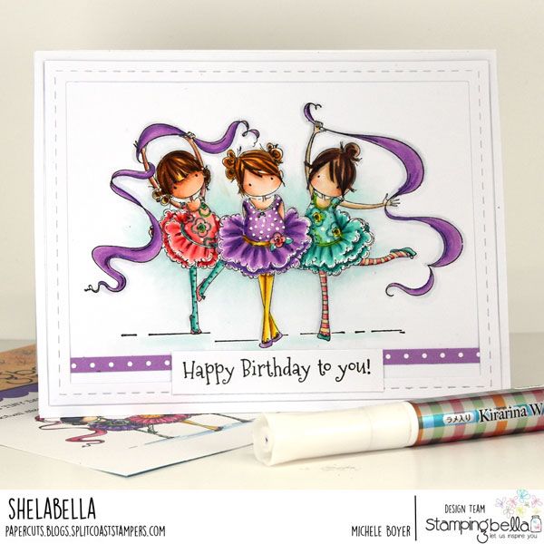 www.stampingbella.com: Rubber stamp used:  TINY TOWNIE TINY DANCERS.  Card by: Michele BOYER