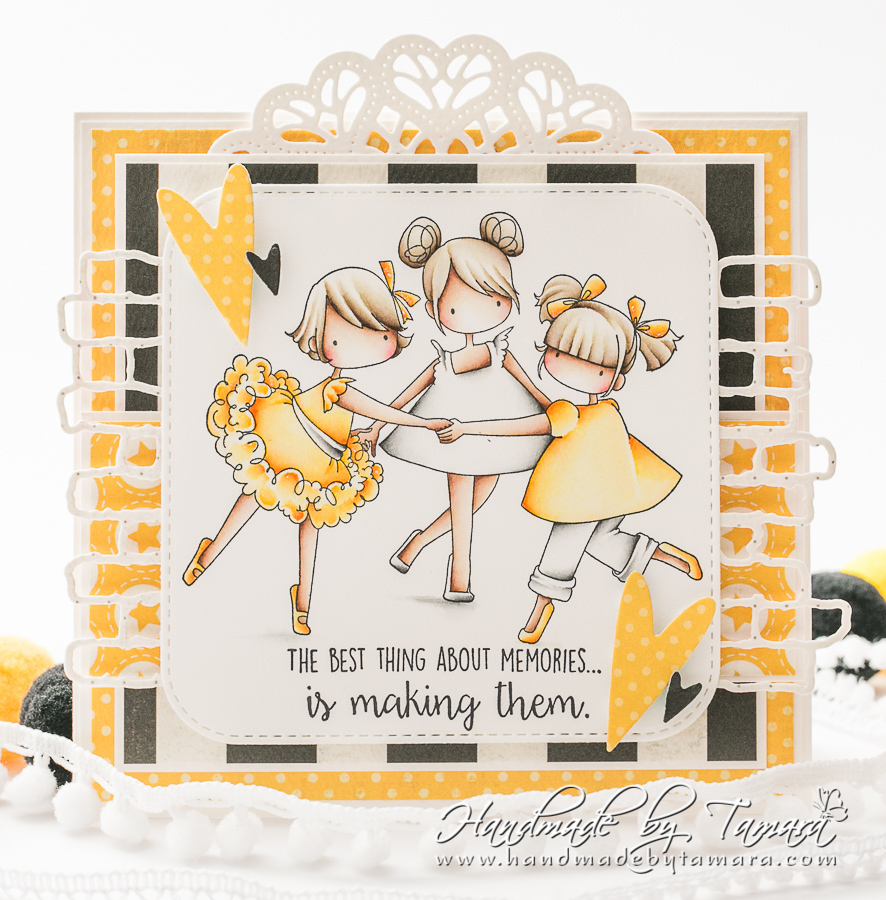 www.stampingbella.com: rubber stamp used: Tiny Townie Ring Around the Rosie. Card by Tamara Potocnik