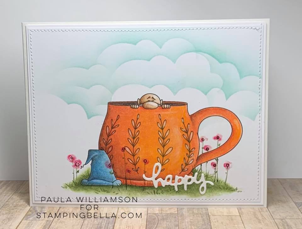 www.stampingbella.com: rubber stamp used: CAFFEINATED GNOME, card by PAULA WILLIAMSON