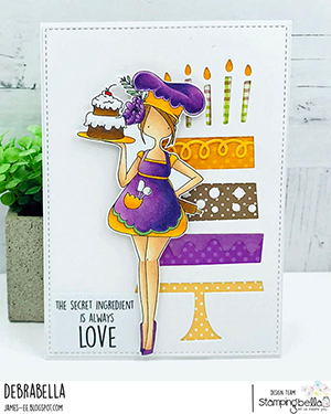 www.stampingbella.com: rubber stamp used: CURVY GIRL Baker Card by DEBRA JAMES